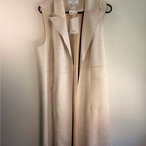 Magaschoni Neutral Cream Sleeveless Long Vest